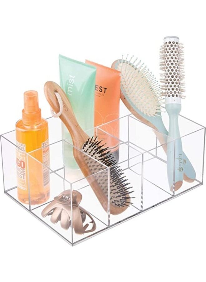 SMARTPOINTS - 5 Compartment Plastic Bathroom Storage Organizer, The Clarity Collection – 9.88” x 6.88” x 4”, Clear - Image 1