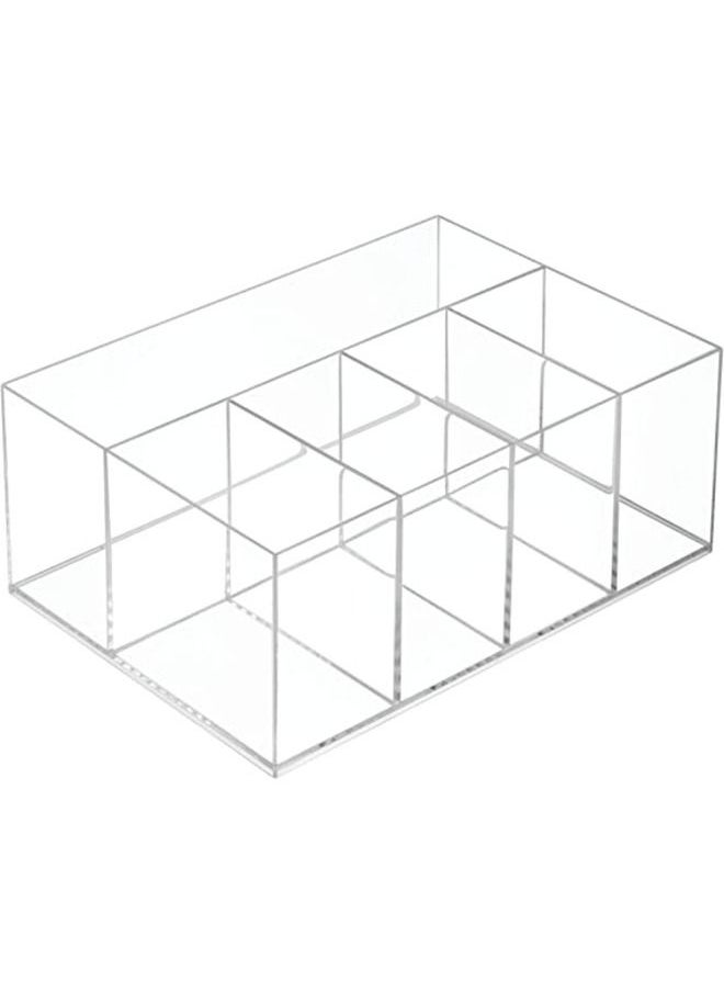 SMARTPOINTS - 5 Compartment Plastic Bathroom Storage Organizer, The Clarity Collection – 9.88” x 6.88” x 4”, Clear - Image 1