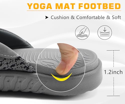 ONCAI Flip Flops for Men, Comfort Orthotic Plantar Fasciitis Beach Sport Athletic Soft Thong Sandals with Yoga Foam Arch Support Grey Size 10 - Image 5