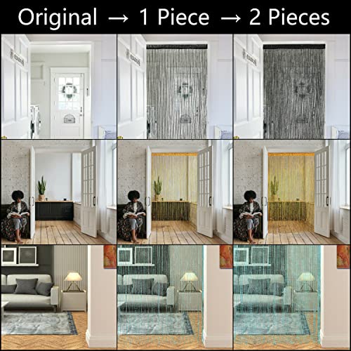 Transcosy 2 PcsString Curtains for Doorways Glitter Beaded Curtains Door Sparkle Beads Curtain Open Closet Laundry Hanging Hippie Glisten Beads Window Girls Panel (Light Pink, 39"×79" in) - Image 5