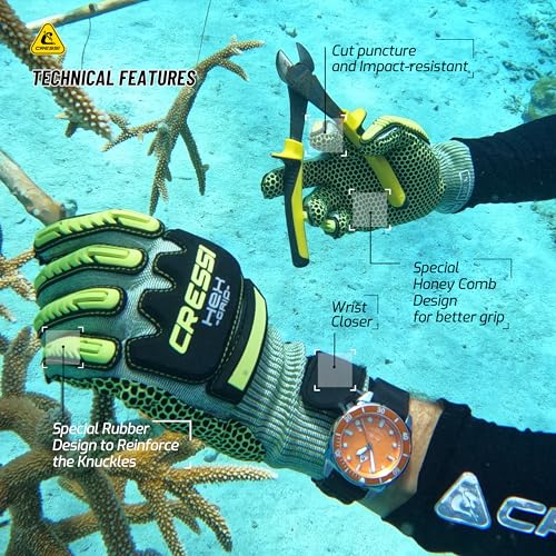 Cressi HEX Grip Gloves, Lime, M - Image 3