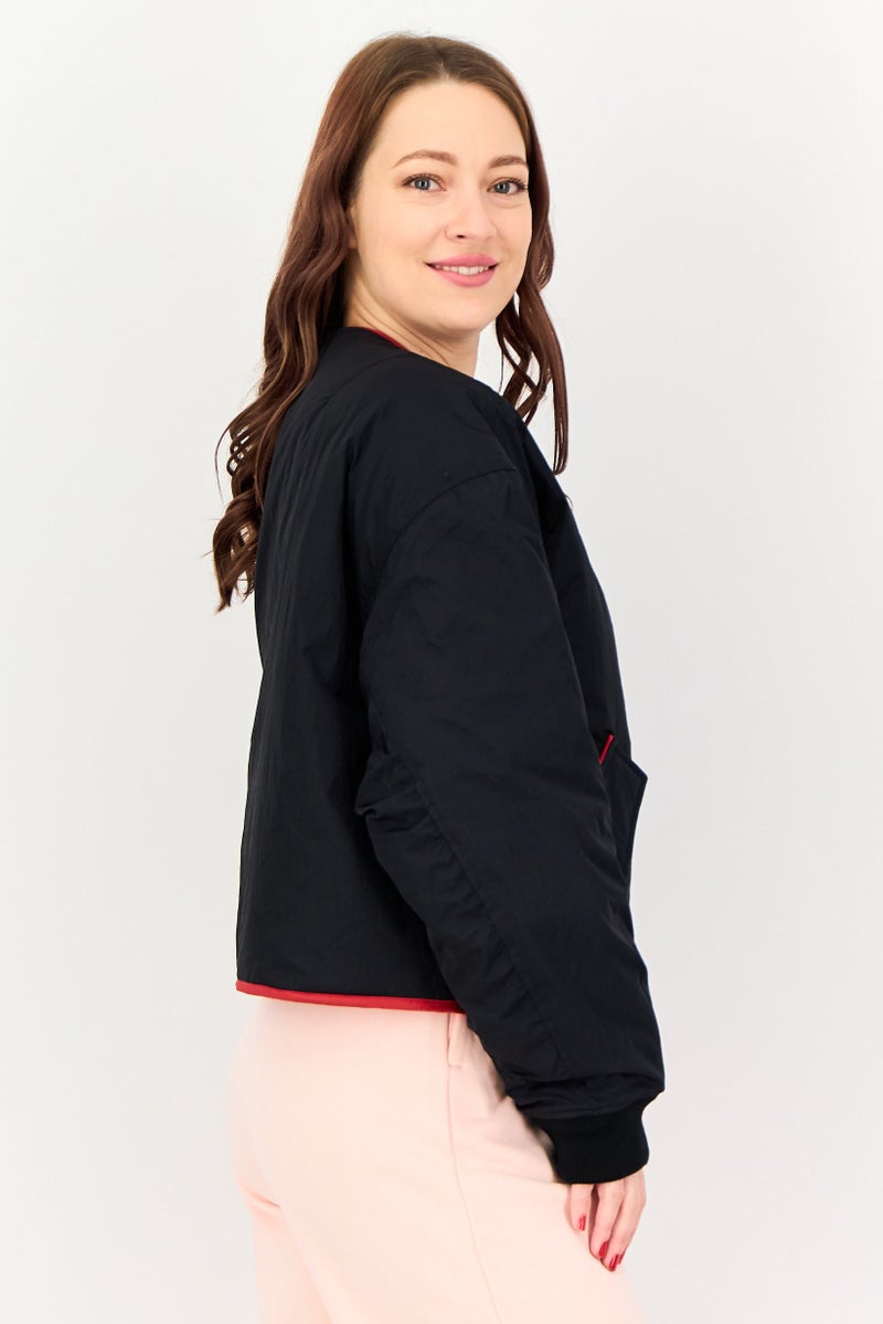 Air Jordan جاكيت خارجي نسائي فضفاض بأكمام طويلة، أسود - Image 5