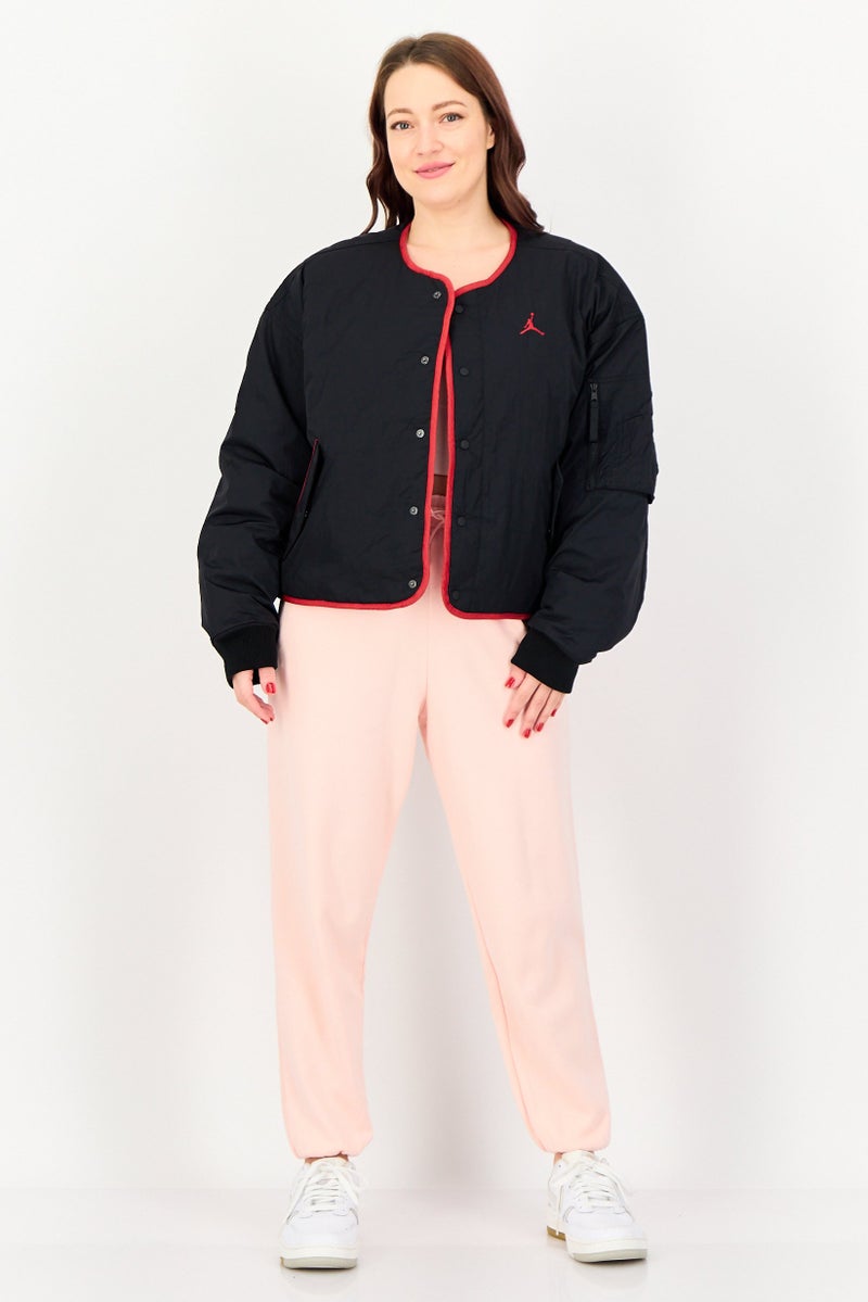 Air Jordan جاكيت خارجي نسائي فضفاض بأكمام طويلة، أسود - Image 3