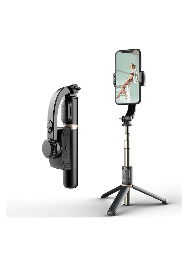 Generic - Q08 Bluetooth Handheld Gimbal Stabilizer Outdoor Bracket Wireless Stick Adjustable Selfie Holder for IOS & Android Phone Black - Image 1