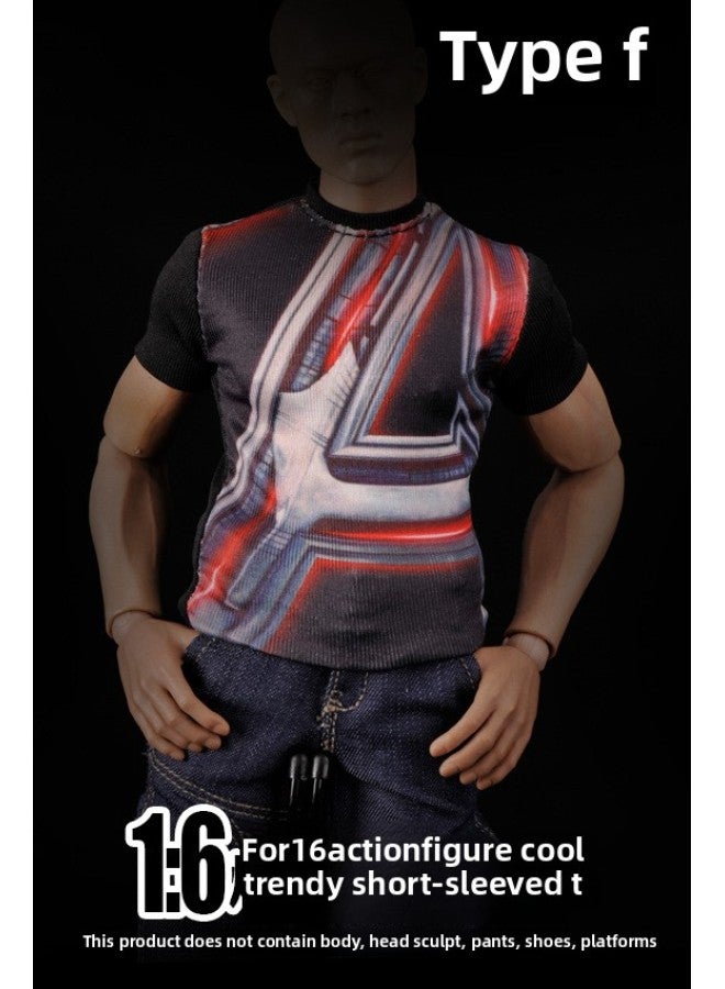 Baddeus Direct 1/6 Scale Mini Toy Clothing Fashion Trend T-shirt Model 12 Inch Soldier Accessories-Color:Section F - Image 1
