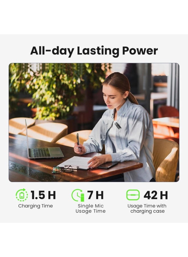 TNW Wireless Lavalier Microphone for iPhone & Android – Dual Lapel Mic with 70M Range, 45H Battery, Built-in Wind Filter, ANC Noise Cancellation, Ideal for Interviews, Vlogs, Live Streaming (Black) - Image 2