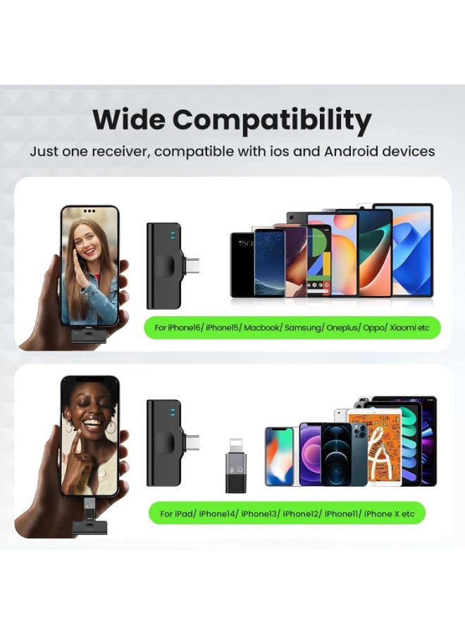 TNW Wireless Lavalier Microphone for iPhone & Android – Dual Lapel Mic with 70M Range, 45H Battery, Built-in Wind Filter, ANC Noise Cancellation, Ideal for Interviews, Vlogs, Live Streaming (Black) - Image 3