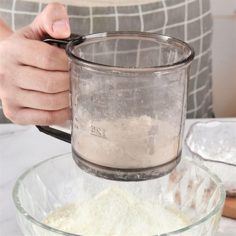 bosig Baking Stainless Steel Shaker Sieve Cup Manual Flour Sifter with Measuring Scale Mark for Flour Icing Sugar FoodGrade Sugar Duster Handheld Sugar Powder Sifter - Image 3