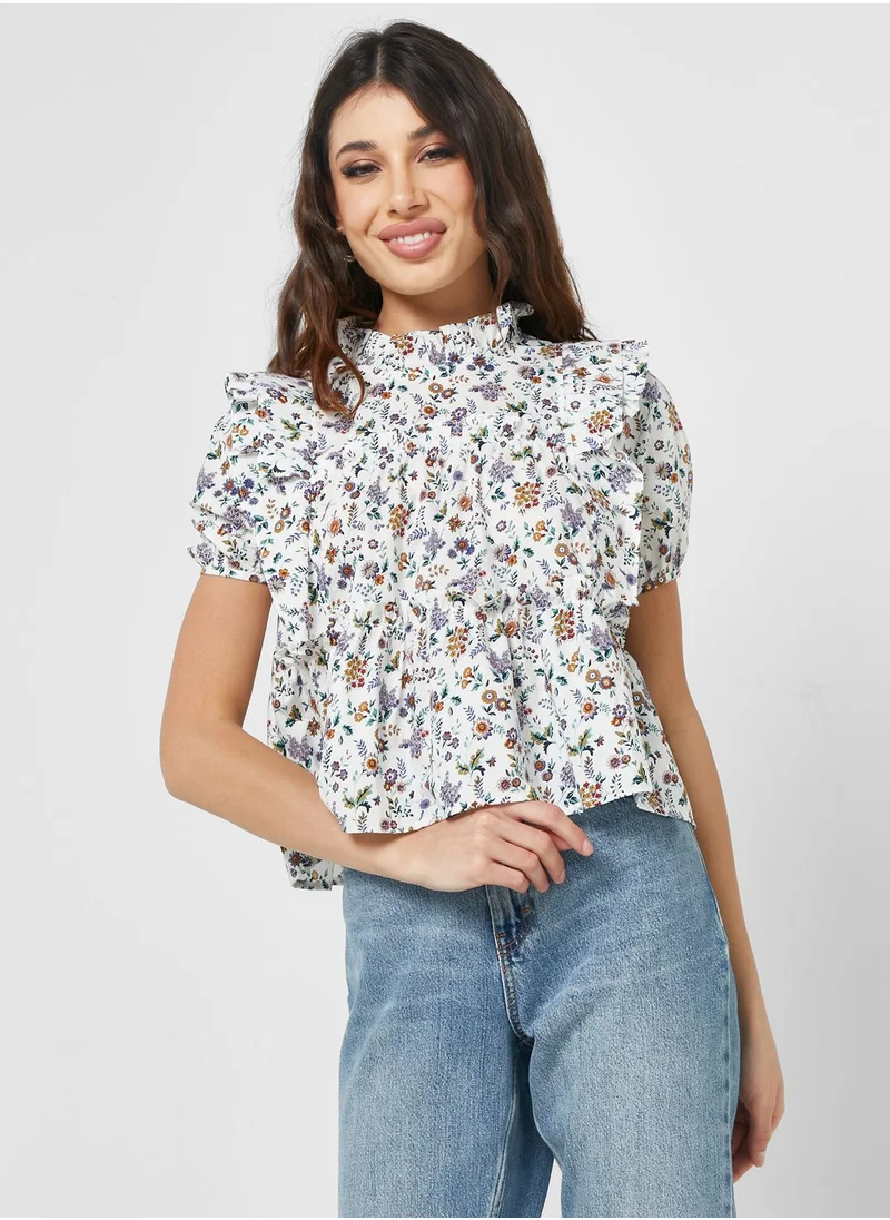 Ginger Ditsy Print Top