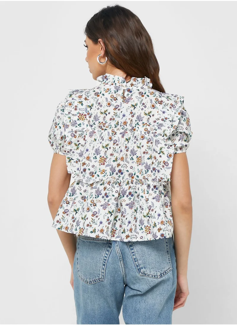Ginger Ditsy Print Top