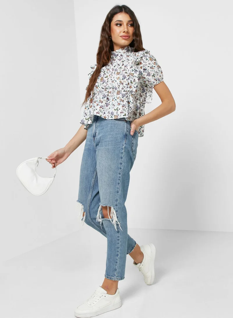 Ginger Ditsy Print Top