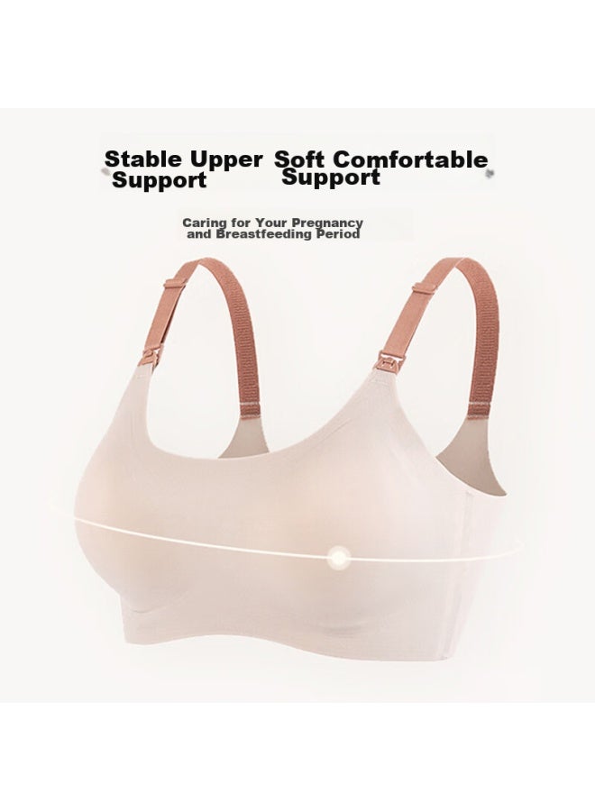 Lovebox Aibaoshi Nursing Bra, Maternity Underwear, Wireless, Postpartum Breastfeeding Wear, Seamless Nursing Bra, Milk Coffee, One Size M381 - Image 4