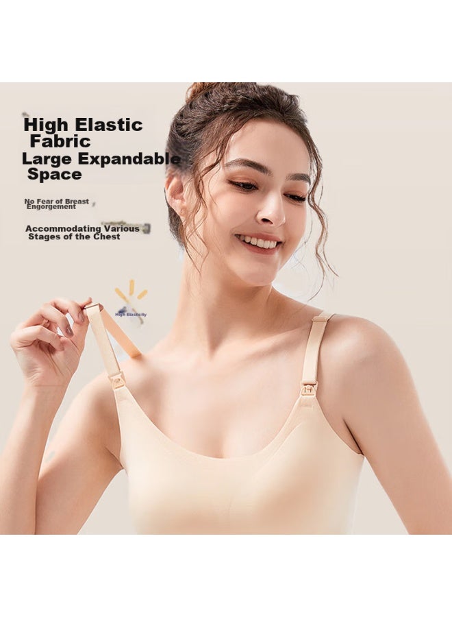 Lovebox Aibaoshi Nursing Bra, Maternity Underwear, Wireless, Postpartum Breastfeeding Wear, Seamless Nursing Bra, Milk Coffee, One Size M381 - Image 2