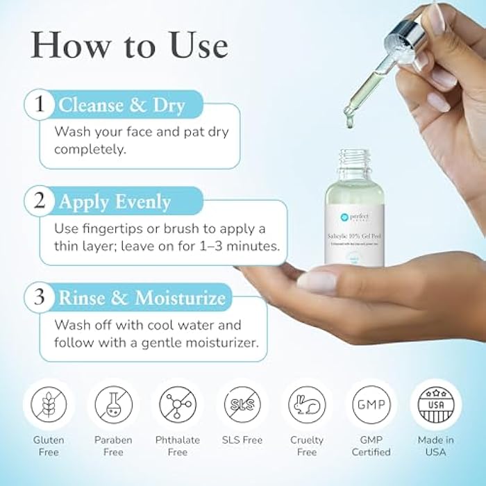 PERFECT IMAGE Salicylic 10% Gel Peel, Breakout and Pore Minimizer and Cleanser, 15-30 Full Facial Chemical Peels, 1 fl oz. e, 30 mL – Perfect Image - Image 5