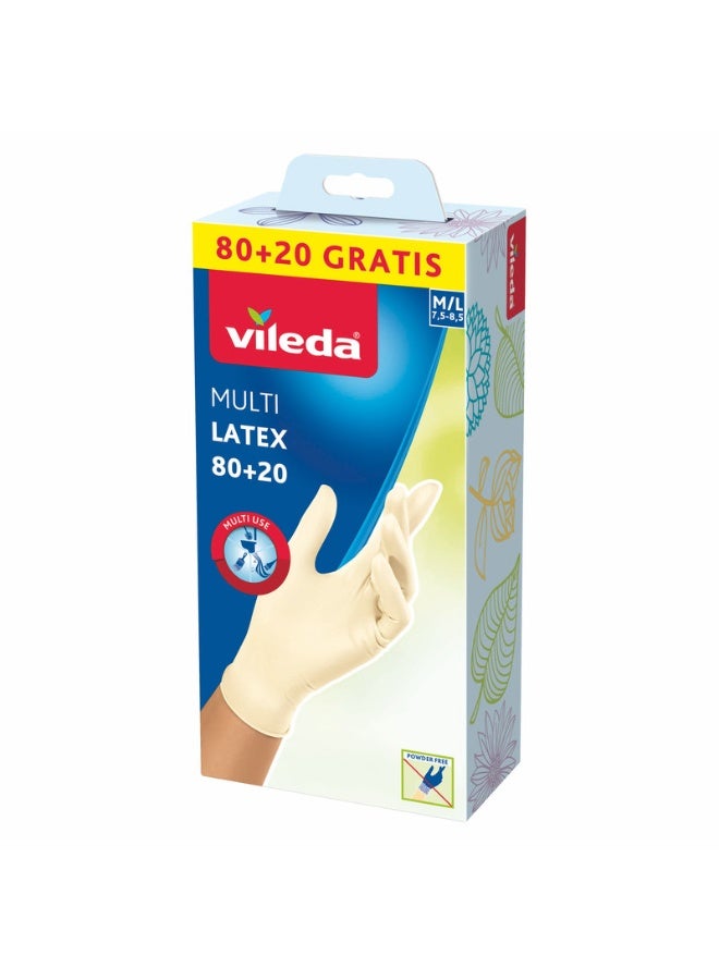 Vileda Disposable Gloves Multi Latix M/L 80+20 free - Image 1