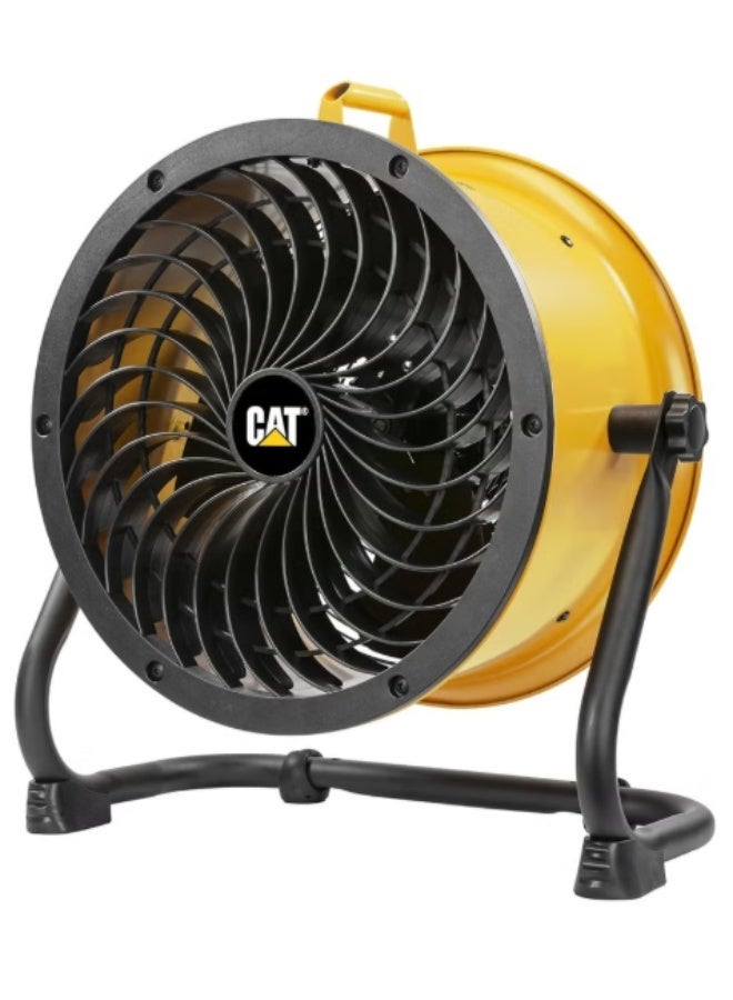 CAT by Caterpillar HVD-14AC 14-Inch Industrial High Velocity Floor Fan, 4-Speed Air Circulator, 360° Tilt Adjustable Head, Heavy-Duty Metal Frame, Portable Cooling Fan for Garage, Workshop, Jobsite, Yellow