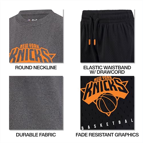 Ultra Game Boys NBA Official Super Soft Game Time TShirt Shorts Set Los Angeles Lakers Heather Charcoal 4 - Image 3