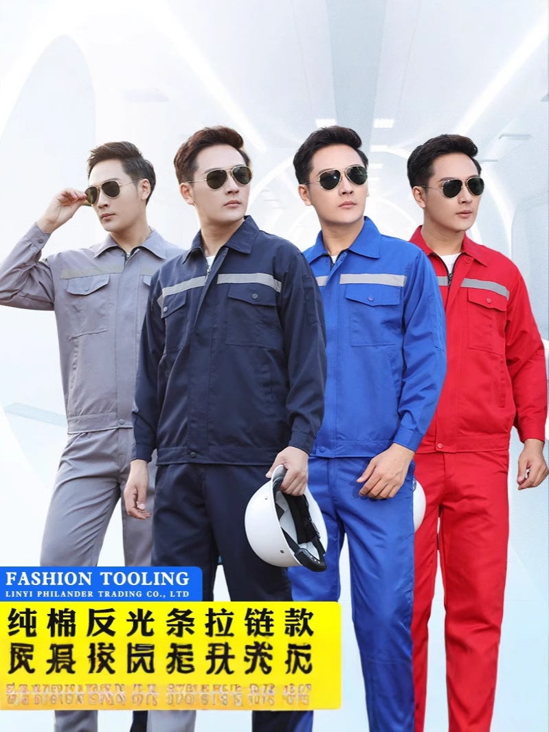 Pure Cotton Work Clothes Construction Site Wear-Resistant Engineering Auto Repair Suit Men'S Welding Suit Factory Workshop Labor Protection Clothing - Image 3
