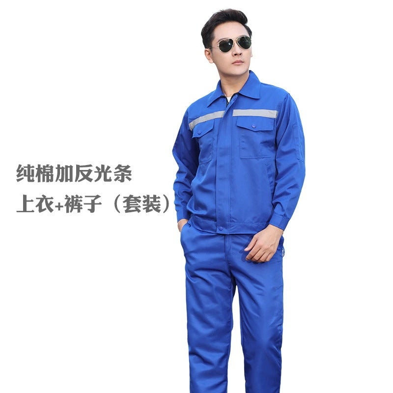 Pure Cotton Work Clothes Construction Site Wear-Resistant Engineering Auto Repair Suit Men'S Welding Suit Factory Workshop Labor Protection Clothing - Image 1