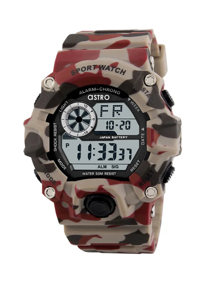 أسترو Astro Men's Watch, Digital Display and PU Strap - A9906-PPRB, Red Camo