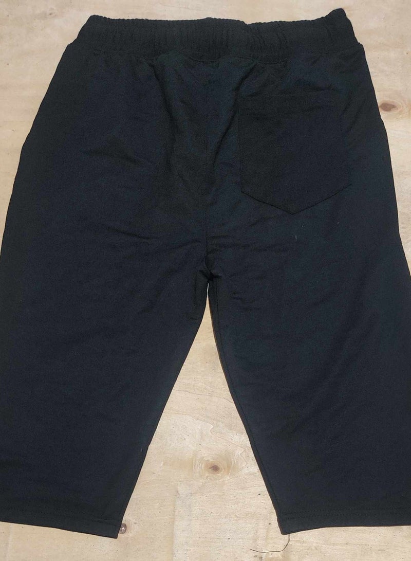 Men Long Short - Bermuda - Summer Melton Cotton - Black - Image 3