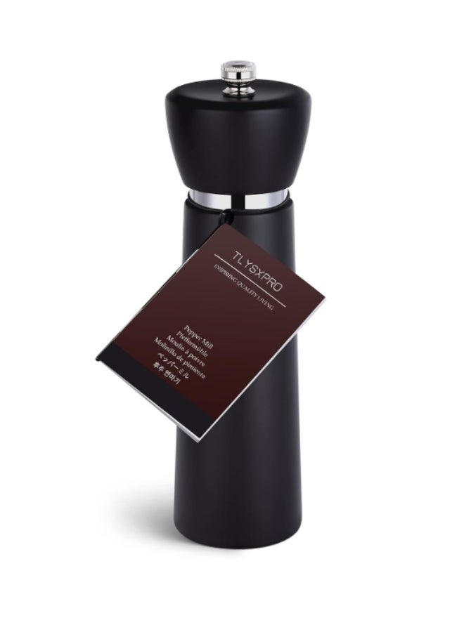 TLYSXPRO Wooden Pepper Grinder, Refillable Pepper Mill with Adjustable Upgraded Large Size Ceramic Burr, Manual Salt Grinder with Beech Wood Body, 8.3” Tall - Image 1