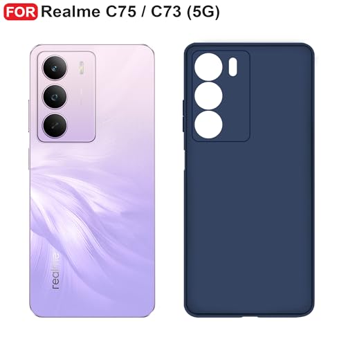 CEDO Back Cover for Realme C75 / C73 / Realme P3 Lite (5G) | Camera Bump Protection & Inner Velvet Fabric Lining | Ultra Slim Matte Soft Rubberised Case Cover (Blue) - Image 2