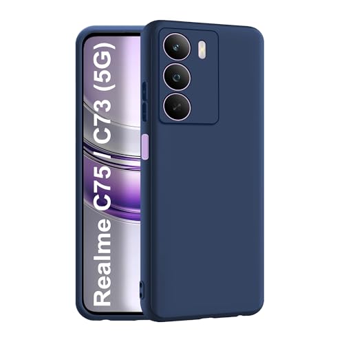 CEDO Back Cover for Realme C75 / C73 / Realme P3 Lite (5G) | Camera Bump Protection & Inner Velvet Fabric Lining | Ultra Slim Matte Soft Rubberised Case Cover (Blue) - Image 1
