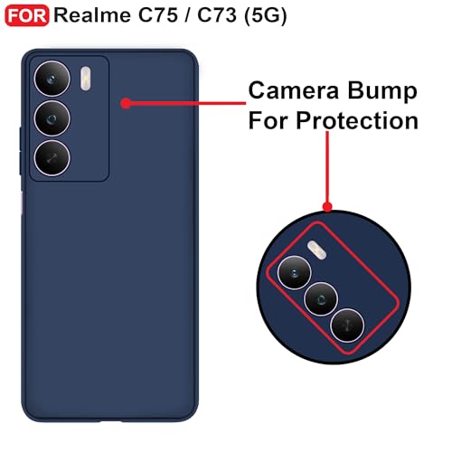 CEDO Back Cover for Realme C75 / C73 / Realme P3 Lite (5G) | Camera Bump Protection & Inner Velvet Fabric Lining | Ultra Slim Matte Soft Rubberised Case Cover (Blue) - Image 3
