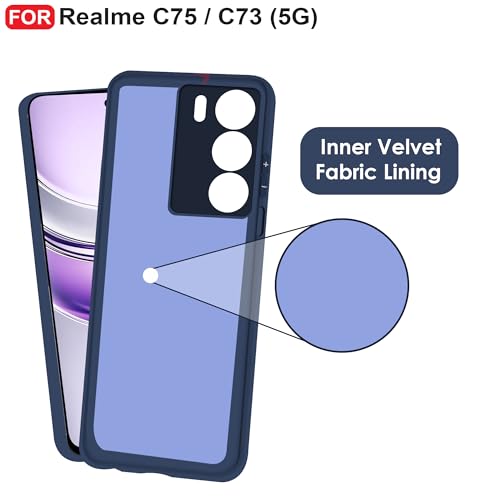 CEDO Back Cover for Realme C75 / C73 / Realme P3 Lite (5G) | Camera Bump Protection & Inner Velvet Fabric Lining | Ultra Slim Matte Soft Rubberised Case Cover (Blue) - Image 4