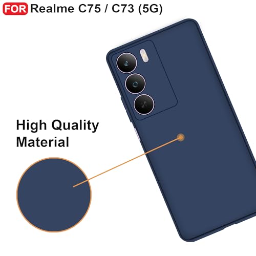 CEDO Back Cover for Realme C75 / C73 / Realme P3 Lite (5G) | Camera Bump Protection & Inner Velvet Fabric Lining | Ultra Slim Matte Soft Rubberised Case Cover (Blue) - Image 5