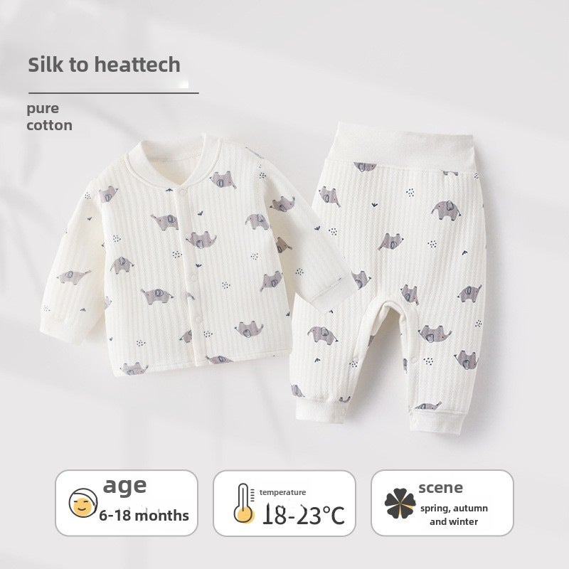 Infant Cotton-Padded Suit Winter Warmth Gray elephant 