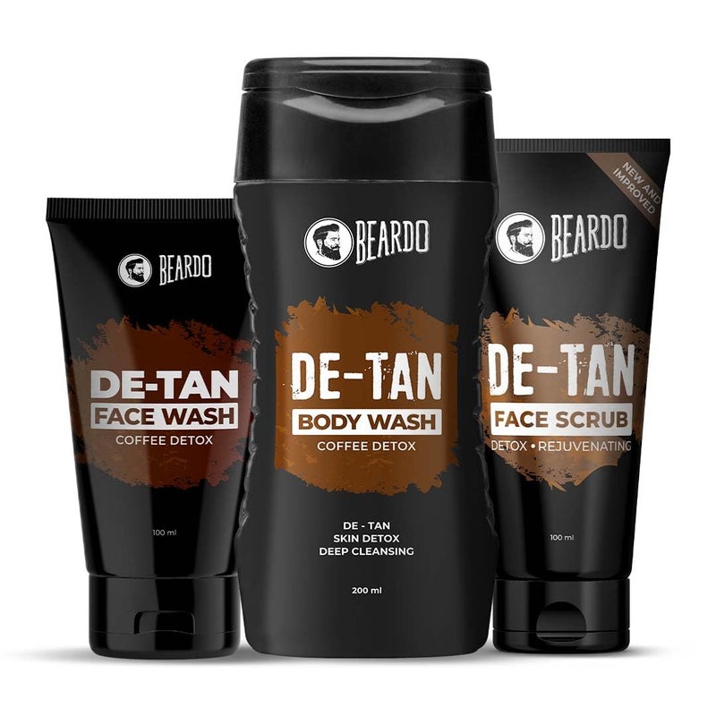 Beardo De-tan Har Roz Kit For Men (Set of 3) | Detan Face Wash & Detan Scrub & Detan Body Wash with Powerful Coffee Extract for Tan Removal | Hydrates & Exfoliates Men's Skin for Oil Control - Image 1