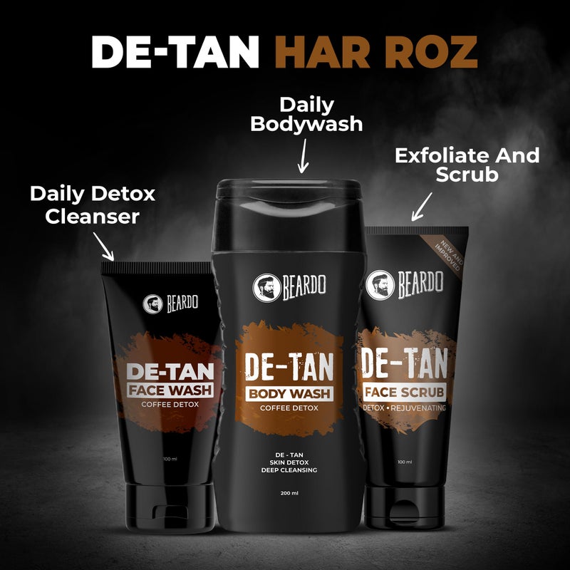 Beardo De-tan Har Roz Kit For Men (Set of 3) | Detan Face Wash & Detan Scrub & Detan Body Wash with Powerful Coffee Extract for Tan Removal | Hydrates & Exfoliates Men's Skin for Oil Control - Image 3