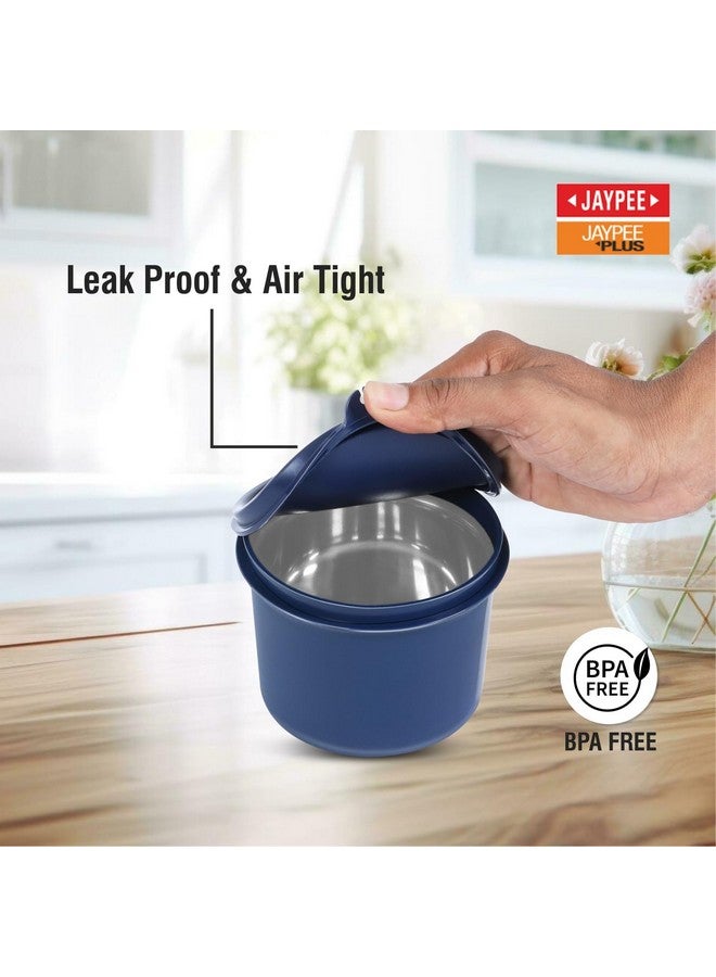 Jaypee Plus Pro 1390 ml Stainless Steel Office Lunch Box | BPA Free, Microwave Safe & Spillproof Airtight 4 Containers | Includes Bottle, Spoon, Fork & Insulated Bag| Ideal for College & School (Blue) - Image 4
