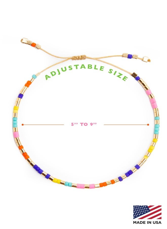 NAZ COLLECTION - Dainty Seed Bead Bracelet, Handmade Multicolor Bohemian Stackable Beaded Bracelets, Colorful Beach Surfer Boho Bracelets, Adjustable Charm String, Summer Jewelry for Women & Girls, - Image 4