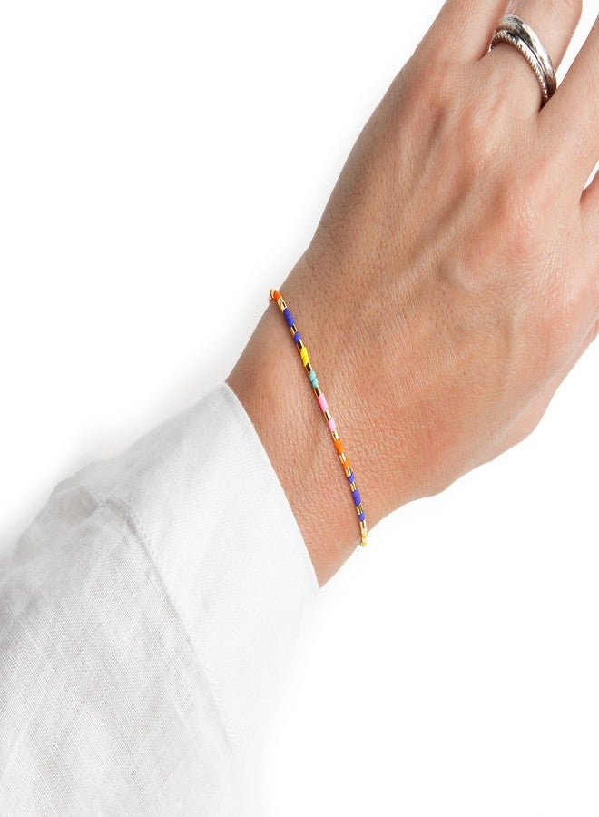NAZ COLLECTION - Dainty Seed Bead Bracelet, Handmade Multicolor Bohemian Stackable Beaded Bracelets, Colorful Beach Surfer Boho Bracelets, Adjustable Charm String, Summer Jewelry for Women & Girls, - Image 5