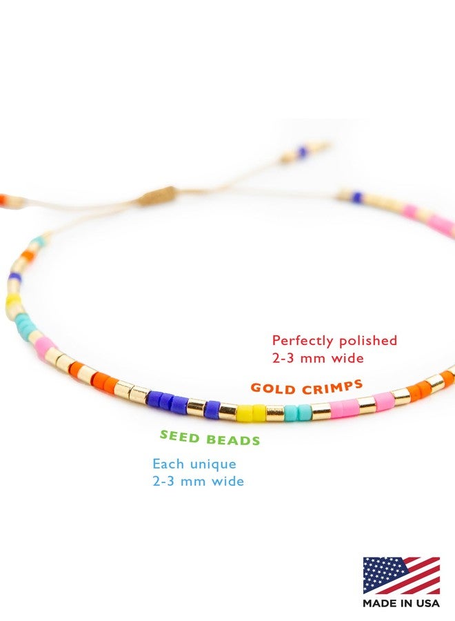 NAZ COLLECTION - Dainty Seed Bead Bracelet, Handmade Multicolor Bohemian Stackable Beaded Bracelets, Colorful Beach Surfer Boho Bracelets, Adjustable Charm String, Summer Jewelry for Women & Girls, - Image 2