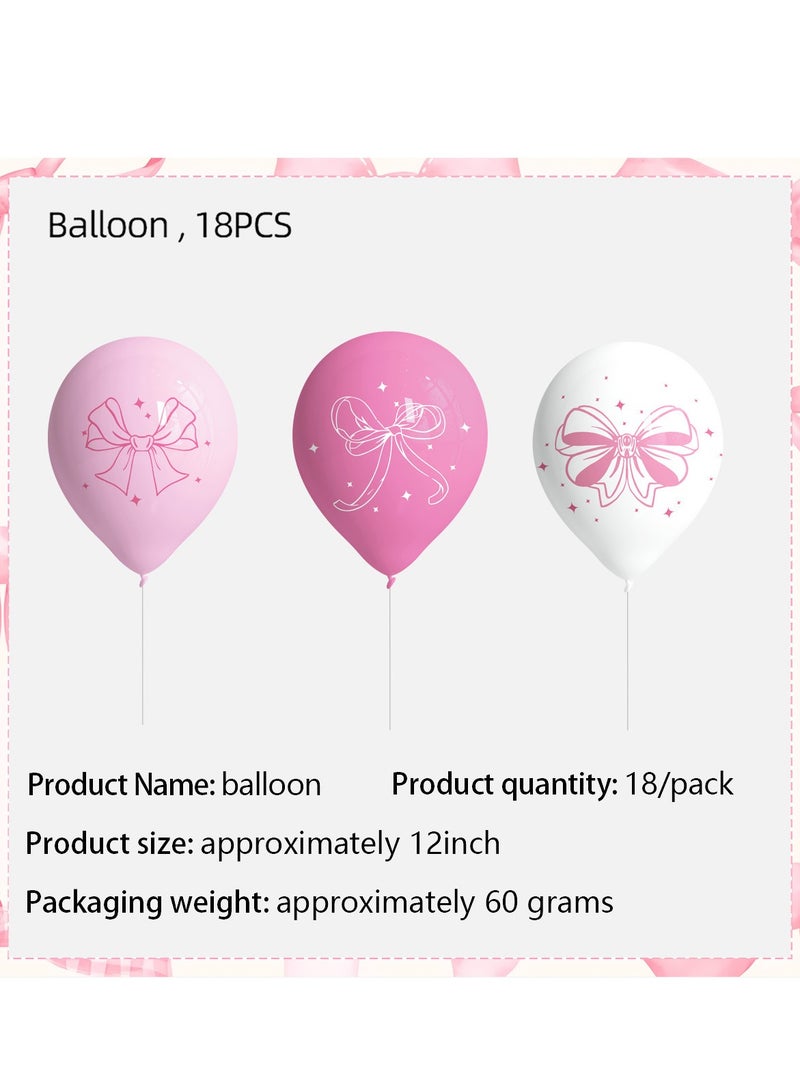 Pink Bow Balloon Birthday Party Decoration Set – 84 Pieces