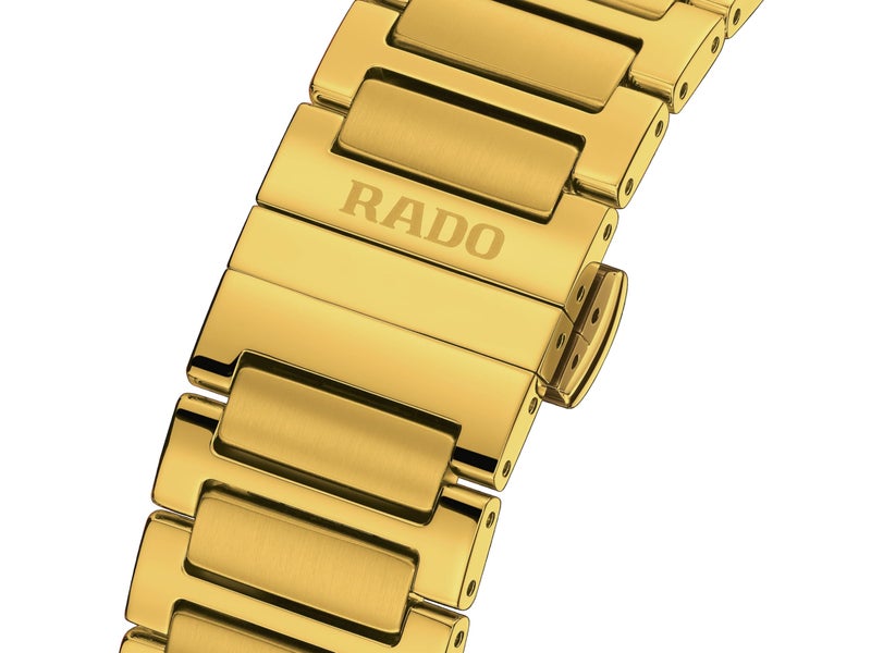 Rado - DiaStar Original Automatic - Men - Swiss Watch - Ultra-Shiny Yellow Gold couloured Ceramos and PVD Coated Stainless-Steel Case - Sapphire Crystal and 11 Light Blue Cubic Zirconia on a diamond powder decoration - 80 hours of Power reserve - Automatic - 38 mm - Water Resistant down to 100 M - Image 2