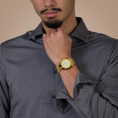 Rado - DiaStar Original Automatic - Men - Swiss Watch - Ultra-Shiny Yellow Gold couloured Ceramos and PVD Coated Stainless-Steel Case - Sapphire Crystal and 11 Light Blue Cubic Zirconia on a diamond powder decoration - 80 hours of Power reserve - Automatic - 38 mm - Water Resistant down to 100 M - Image 3