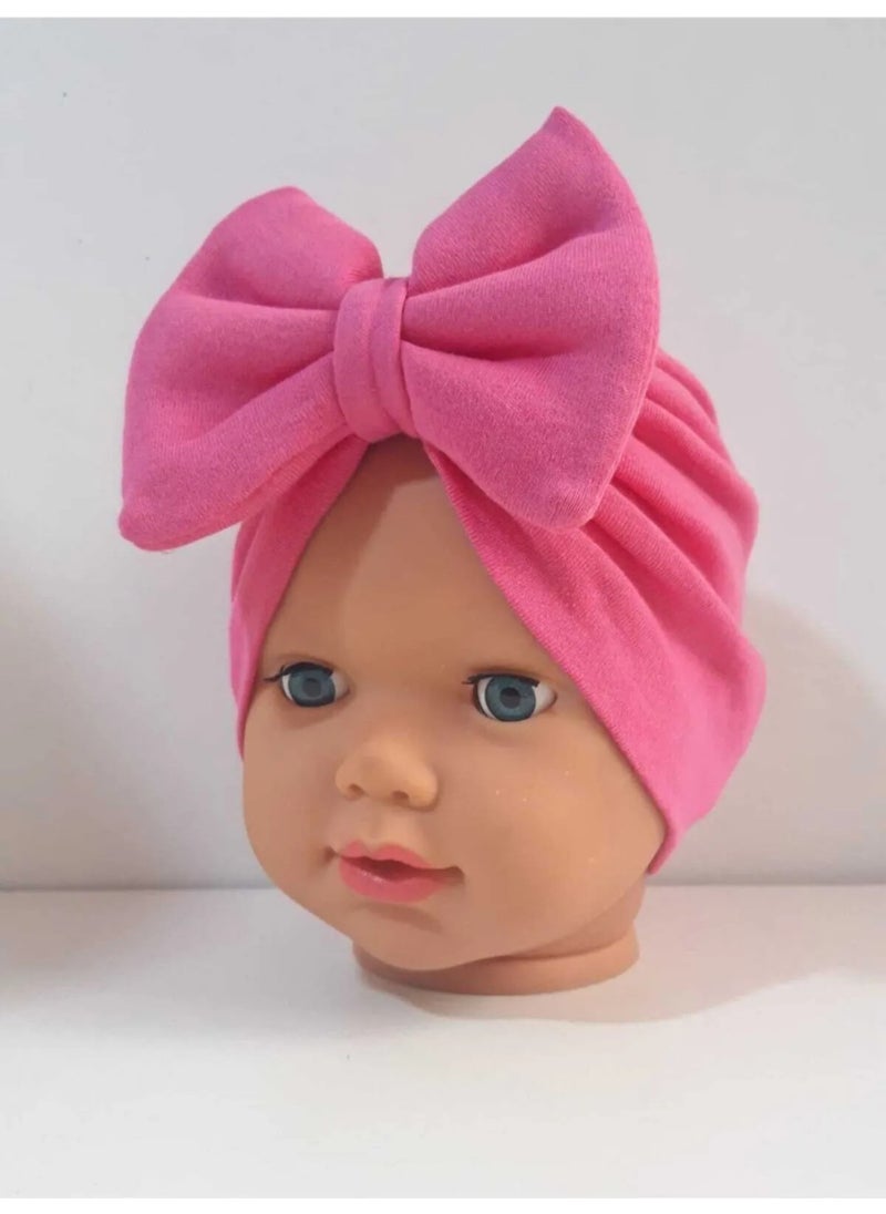 Bilge Trend Bowknot Lycra Double Layer Baby Girl Bonnet (Compatible Between 6-18 Months) 