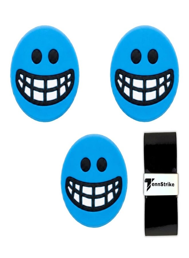 Tennstrike Silicone Tennis Vibration Dampeners | Pack of 3 | Shock Absorbing Racket Dampener for Comfort, Reduced String Noise & Improved Feel | Durable (Blue) - Image 1