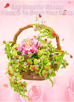 Taiahiro Flower Bouquet Building Blocks Set, Flowers Basket Bonsai Plants with LED Light  - Image 3