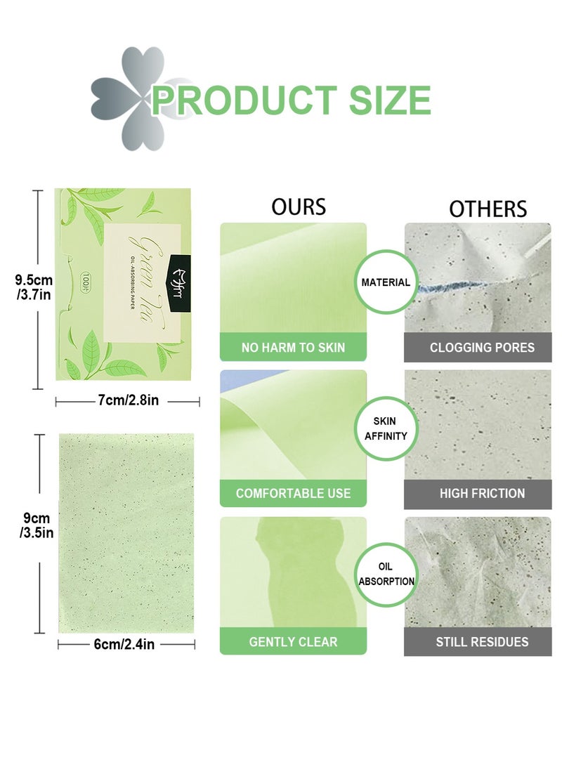 هومار كيت مناديل امتصاص الزيوت للوجه، 500 منديل، مناديل امتصاص الزيوت بخلاصة الشاي الأخضر، مناديل امتصاص الزيوت للوجه، مناديل امتصاص الزيوت للنساء، غشاء للتحكم في الزيوت، مقاس كبير 9 سم × 6 سم - Image 2