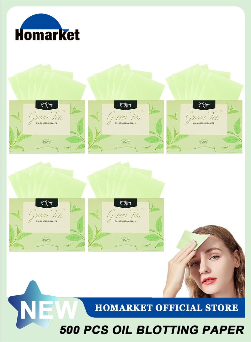 هومار كيت مناديل امتصاص الزيوت للوجه، 500 منديل، مناديل امتصاص الزيوت بخلاصة الشاي الأخضر، مناديل امتصاص الزيوت للوجه، مناديل امتصاص الزيوت للنساء، غشاء للتحكم في الزيوت، مقاس كبير 9 سم × 6 سم - Image 1
