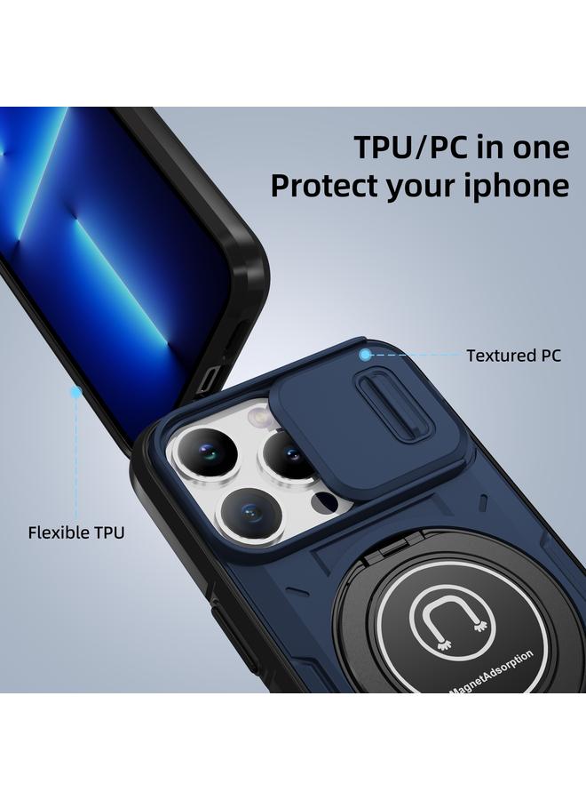زبون جراب لهاتف iPhone 13 Pro، جراب هاتف هجين من مادة TPU مع حامل مغناطيسي منزلق - Image 4