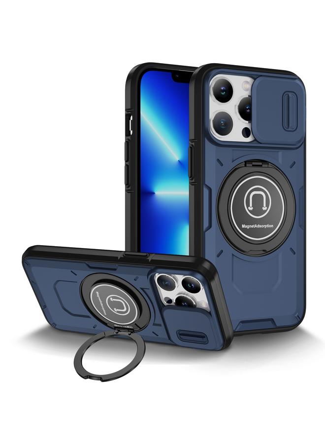 زبون جراب لهاتف iPhone 13 Pro، جراب هاتف هجين من مادة TPU مع حامل مغناطيسي منزلق - Image 1