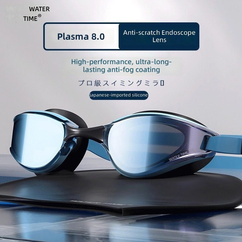 WaterTime HD Anti-Fog Swimming Goggles for Men - Large Frame, Prescription Lenses, UV Protection, with Swim Cap - Image 3