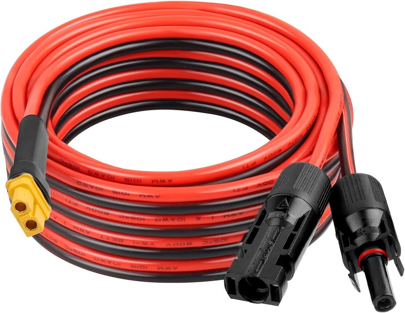 XRDS -RF Solar Connector to XT60 Cable 20FT, 10AWG Solar to XT60 Female Extension Cable, 600V Rated Power Cable for Solar Panels, Batteries, Power Stations – Heavy-Duty High Current Transfer - Image 1